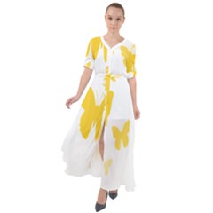 Yellow Butterfly Animals Fly Waist Tie Boho Maxi Dress by anzea