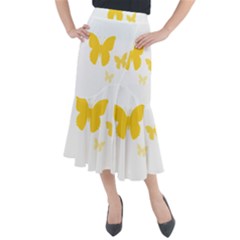 Yellow Butterfly Animals Fly Midi Mermaid Skirt