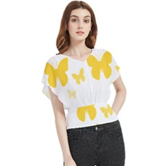 Yellow Butterfly Animals Fly Butterfly Chiffon Blouse