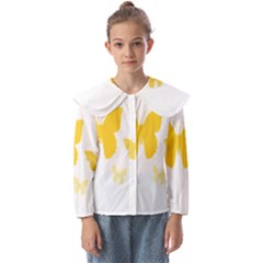 Yellow Butterfly Animals Fly Kids  Peter Pan Collar Blouse