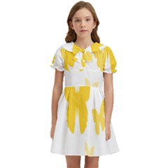 Yellow Butterfly Animals Fly Kids  Bow Tie Puff Sleeve Dress by anzea