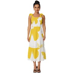 Yellow Butterfly Animals Fly Tie-strap Tiered Midi Chiffon Dress by anzea