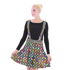 Floral Flowers Decorative Suspender Skater Skirt