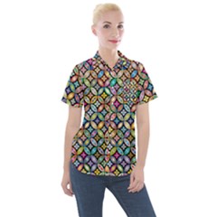 Floral Flowers Decorative Women s Short Sleeve Pocket Shirt