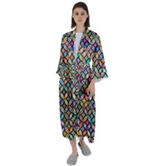 Floral Flowers Decorative Maxi Satin Kimono