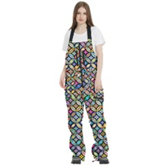 Floral Flowers Decorative Women s Front Zip Ski And Snowboard Bib Pants