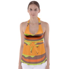 Hamburger Tie Back Tankini Top by anzea