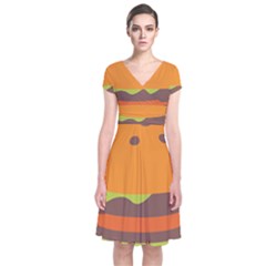 Hamburger Short Sleeve Front Wrap Dress