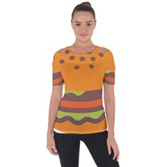 Hamburger Shoulder Cut Out Short Sleeve Top