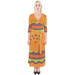 Hamburger Quarter Sleeve Wrap Maxi Dress