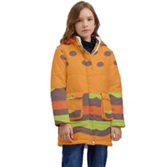 Hamburger Kids  Hooded Longline Puffer Jacket by anzea