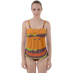 Hamburger Twist Front Tankini Set by anzea