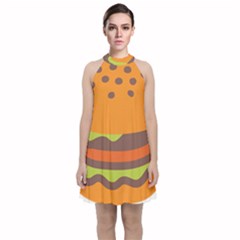 Hamburger Velvet Halter Neckline Dress 