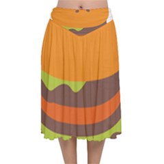 Hamburger Velvet Flared Midi Skirt