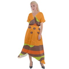 Hamburger Cross Front Sharkbite Hem Maxi Dress by anzea