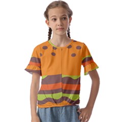 Hamburger Kids  Cuff Sleeve Scrunch Bottom T-shirt