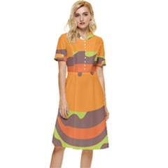 Hamburger Button Top Knee Length Dress