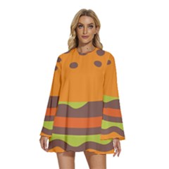 Hamburger Round Neck Long Sleeve Bohemian Style Chiffon Mini Dress by anzea