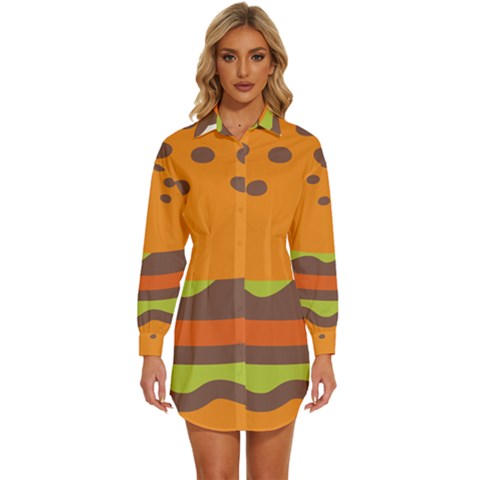 Hamburger Womens Long Sleeve Shirt Dress by anzea