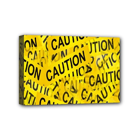 Caution Road Sign Cross Yellow Mini Canvas 6  X 4  (stretched) by anzea