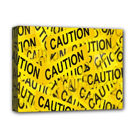 Caution Road Sign Cross Yellow Deluxe Canvas 16  X 12  (stretched) 