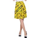 Caution Road Sign Cross Yellow A-Line Skirt View1