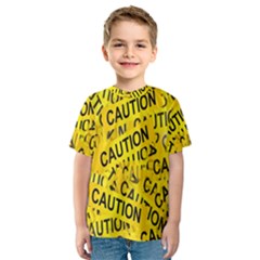 Caution Road Sign Cross Yellow Kids  Sport Mesh T-shirt