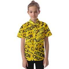 Caution Road Sign Cross Yellow Kids  Short Sleeve Shirt