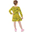 Caution Road Sign Cross Yellow Kids  Long Sleeve Velvet Dress View2