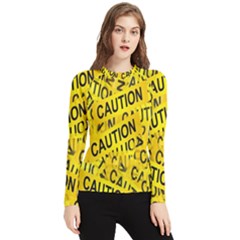 Caution Road Sign Cross Yellow Women s Long Sleeve Rash Guard