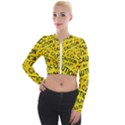 Caution Road Sign Cross Yellow Long Sleeve Cropped Velvet Jacket View1