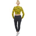 Caution Road Sign Cross Yellow Long Sleeve Cropped Velvet Jacket View2