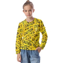 Caution Road Sign Cross Yellow Kids  Long Sleeve T-shirt With Frill 