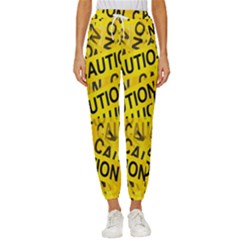 Caution Road Sign Cross Yellow Women s Cropped Drawstring Pants