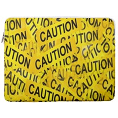 Caution Road Sign Cross Yellow 17  Vertical Laptop Sleeve Case With Pocket