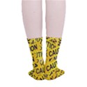 Caution Road Sign Cross Yellow Smooth Crew Length Tube Socks View4