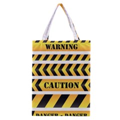 Caution Road Sign Warning Cross Danger Yellow Chevron Line Black Classic Tote Bag