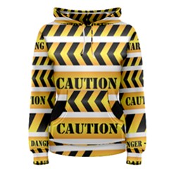 Caution Road Sign Warning Cross Danger Yellow Chevron Line Black Women s Pullover Hoodie