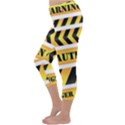 Caution Road Sign Warning Cross Danger Yellow Chevron Line Black Capri Winter Leggings  View2