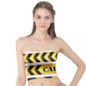 Caution Road Sign Warning Cross Danger Yellow Chevron Line Black Tube Top View1