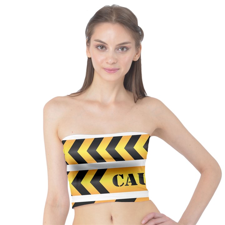 Caution Road Sign Warning Cross Danger Yellow Chevron Line Black Tube Top