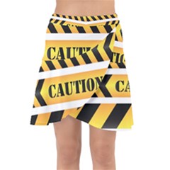 Caution Road Sign Warning Cross Danger Yellow Chevron Line Black Wrap Front Skirt by anzea