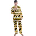 Caution Road Sign Warning Cross Danger Yellow Chevron Line Black Men s Long Sleeve Satin Pajamas Set View1