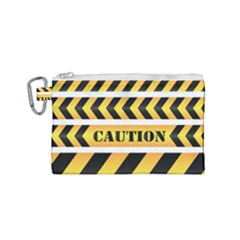 Caution Road Sign Warning Cross Danger Yellow Chevron Line Black Canvas Cosmetic Bag (small) by anzea