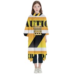 Caution Road Sign Warning Cross Danger Yellow Chevron Line Black Kids  Hooded Rain Ponchos by anzea