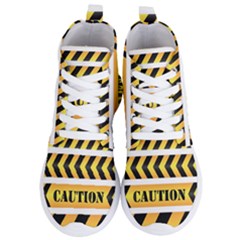 Caution Road Sign Warning Cross Danger Yellow Chevron Line Black Women s Lightweight High Top Sneakers by anzea