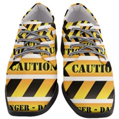 Caution Road Sign Warning Cross Danger Yellow Chevron Line Black Women Heeled Oxford Shoes