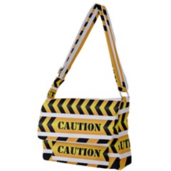 Caution Road Sign Warning Cross Danger Yellow Chevron Line Black Full Print Messenger Bag (l)