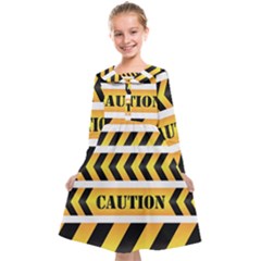 Caution Road Sign Warning Cross Danger Yellow Chevron Line Black Kids  Midi Sailor Dress by anzea