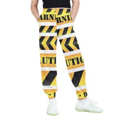 Caution Road Sign Warning Cross Danger Yellow Chevron Line Black Kids  Joggers